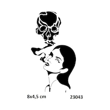 Airbrush Tattoo Dumanlı Kuru Kafa Yapışkanlı Stencil Süsleme Ve Boyama Kalıbı