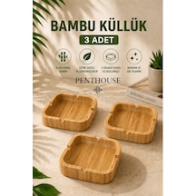 Kare Doğal Bambu Küllük 4 Yuvalı Dayanıklı Ve Şık Masaüstü Küllük 9,5 Cm