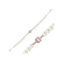 6,5 Mm Baget Doğal İnci Bileklik 18 Cm / Rose Rose Pembe Altın