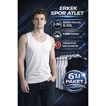 Mercan 6'lı Spor Kesim Atlet - Sportif Ve Konfor, 3 Siyah - 3 Beyaz Çok Renkli