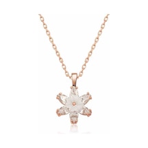 Gümüş Rose Beyaz Lotus Çiçeği Kolye T5349 Rose