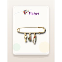 Fikart Anahtarlı Filistin Üçlü Sallantılı Çengelli İğne Broş Çok Renkli