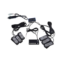 17 Fonksiyonlu Çakar Lamba 12-30v 24 Led 6 Adet Kırmızı Mavi Set