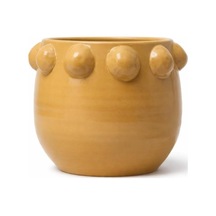 Tr Warm Design El Yapımı Sarı Noktalı Kabartmalı Terracotta Saksı Modern Salon Ofis Balkon Dekoru Sarı Genel