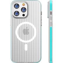 Joko Apple Uyumlu iPhone 15 Pro Max Line Magsafe Kapak - Mavi Mavi