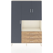 Arges Dolap 6 Raflı 3 Çekmeceli 3 Kapaklı 132x30x195 Aytaşı-antrasit/çam Antrasıt/atlas Çam