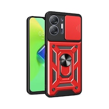 İnfinix Hot 30 5g Kılıf Pars Lens Yüzüklü Silikon - Kırmızı Kirmizi
