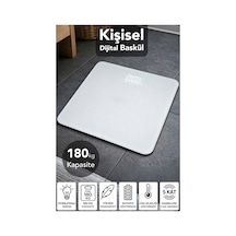 Led Ekran Cam Dijital Baskül - 180kg Kapasiteli Kişisel Hassas Kilo Ölçer Tartı Beyaz