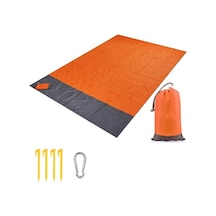 Plaj Battaniyesi Açık Piknik Mat 210X200Cm Aile Parkı Plaj Çim Için Katlanır Taşınabilir Seyahat Battaniyesi - Turuncu