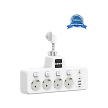 Termal Akım Korumalı 4 Lü Duvar Tipi Priz 2x Usb 2x Type-c Çıkışlı Grup Priz Çoğaltıcı Beyaz 2500w 0