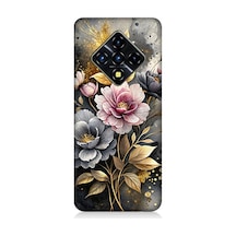 İnfinix Zero 8 Uyumlu Altın Çiçekler Desenli Silikon Kılıf