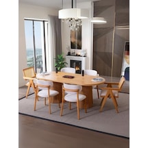 Stella İskandinav Natural Ahşap Masa Sandalye Takımı 90x200 Natural