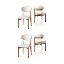 Norte Ahşap Salon Mutfak Sandalyesi 4 Lü Set 001