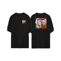 Thewert Unisex Romance For Get The Past Ön Arka Baskılı Sıyah Oversize T-shirt Siyah