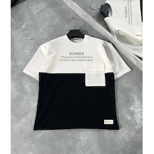 Erkek Tişört Torba Cepli Parçalı Kısa Kol T-shirt - İyah Siyah