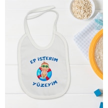 BK Kids Ep İsterim Tasarımlı Beyaz Bebek Mama Önlüğü-4 Beyaz