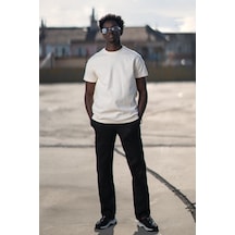 Bisiklet Yaka Lu Basic Oversize Geniş Model T-Shirt Krem krem