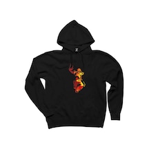 Red Basketball Silhouette Siyah Kapşonlu Sweat Siyah