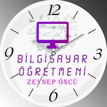 Kişiye Özel Bilgisayar Öğretmeni Çap 30cm Sessiz Akar Bombeli Gerçek Cam Duvar Saati Çok Renkli