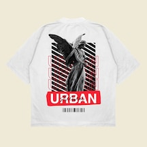 Tarzsokak Urban Baskılı Oversize Unisex Pamuklu Nefes Alan Kalın Kumaşlı Beyaz