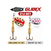 Fishack Glidex 2'li Döner Kaşık Seti - Golden Ladybug 5 Gr No:2 + Silver Red 5 Gr No:2