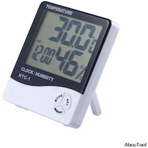 Beyaz-büyük Ekran Dijital Ekran Sıcaklık Ve Nem Ölçer Ev Elektronik Çalar Saat Higrometre Termometre Araçları-beyaz