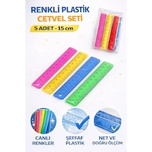 Renkli Plastik Cetvel Seti 15 Cm 5 Adet Şeffaf, Dayanıklı Ve Net Ölçüm Okul, Ofis Ve Kırt Diğer