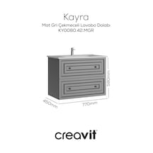 Creavit Kayra Lavabo Dolabı Çekmeceli 80cm Mat Gri Mat Gri