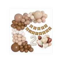 Kraft Gold Banner 2 Yaş Folyo Kalpli 30 Balon Konsept Doğum Günü Seti