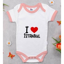 Bk Kids I Love Şehir Serisi Pembe Bebek Body Zıbın - Model 1 Beyaz - Pembe
