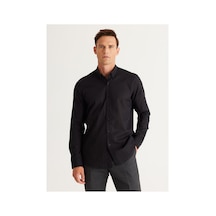 Altınyıldız Classıcs Altınyıldız Classics Slim Fit Düğmeli Yaka Siyah Erkek Gömlek 4a2021200056 Siyah