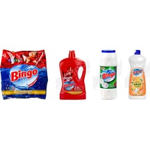 Bingo Renkliler İçin Toz Deterjan 1.5 Kg + Yüzey Temzileyici 2,5 L + Ovma + Bulaşık Deterjanı 650 Ml 4'lü Set Diğer