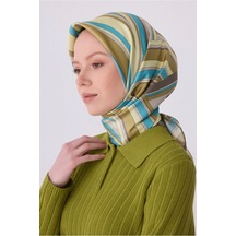 Belli Çizim Desen Twill İpek Eşarp Krem