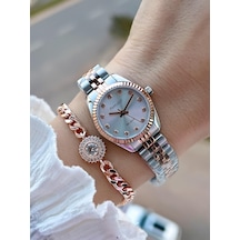 Ferrucci Küçük Vintage Kasa Çelik Kordon 2 Yıl Garantili 3 Atm Kadın Kol Saati+bileklik Fy.03630.5 Rose Gold - Gümüş