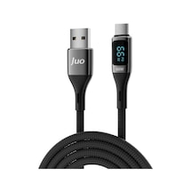Juo 66W Dijital Led Ekranlı Örgülü Usb-a To Usb Type-c Hızlı Şarj ve Data Kablosu 1M