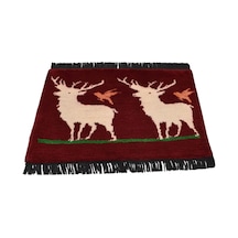 Zehra Abla Halı Yeni El Dokuma Zarif Geyikli Kuşlu Yün Tülü Duvar Halısı 5717 Renkli