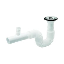 Tek Çatal Körüklü Lavabo Sifonu Çamaşır Çıkışlı