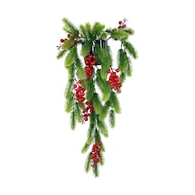 Yapay Çiçek Saksıda Sarkan Kokina Yılbaşı Çiçeği Red Berry 60cm
