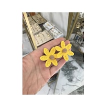 Sarı Çiçek Model Küpe