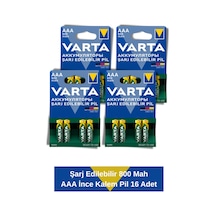 Power Şarj Edilebilir İnce Kalem Pil 800mah Aaa 16 Adet