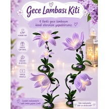 Çan Çiçeği Gece Lambası Kit Seti,renk Açık Mor, Tel Şönilden Tüylü Şönil Seti