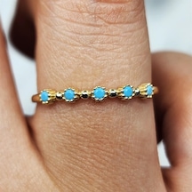 Fasekgold Firuze Taşlı Beş Taşlı Minimal Modern Tasarım 925 Ayar Gümüş Yüzük