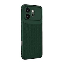 Huawei Honor 600 Uyumlu Auto Focus Karbon Kapak - Koyu Yeşil