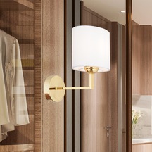 Zadie Tekli Beyaz Şapkalı Gold Duvar Lambası Yatak Odası Yatak Başı Banyo Için Modern Aplik