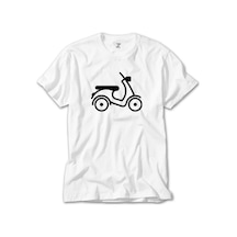 Vespa Scotter Siluet Beyaz Tişört Beyaz