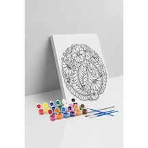 Çiçek Desenli Mandala Tuval Boyama Seti 40x50 Cm