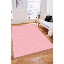 Pembe Sade Desensiz Kaymaz Tabanlı Dekoratif Halı St06n11