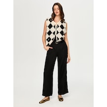 Faik Sönmez Wide Leg Fit %100 Keten Pantolon S26pnt010 Us26pnt01010 Siyah