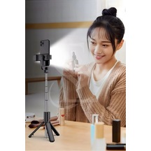 Led Işıklı Selfie Çubuğu Bluetooth Kumandalı Kablosuz Tripot Selfie Monopod Selfie Stick Pembe Lisinya