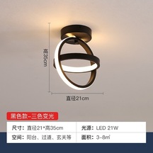 Siyah İki Çemberli Led Lavabo Lambası, Üç Renkli Değişim, Modern Minimalist Ev Dekorasyonu, Balkon/entrance/odalar İçin Siyah Siyah